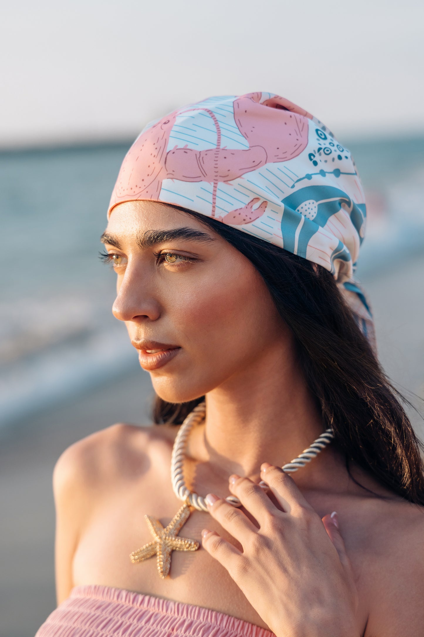 Silk Lobster Headscarf